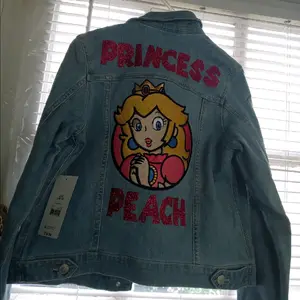 girls jean jacket embroidered Princess Peach