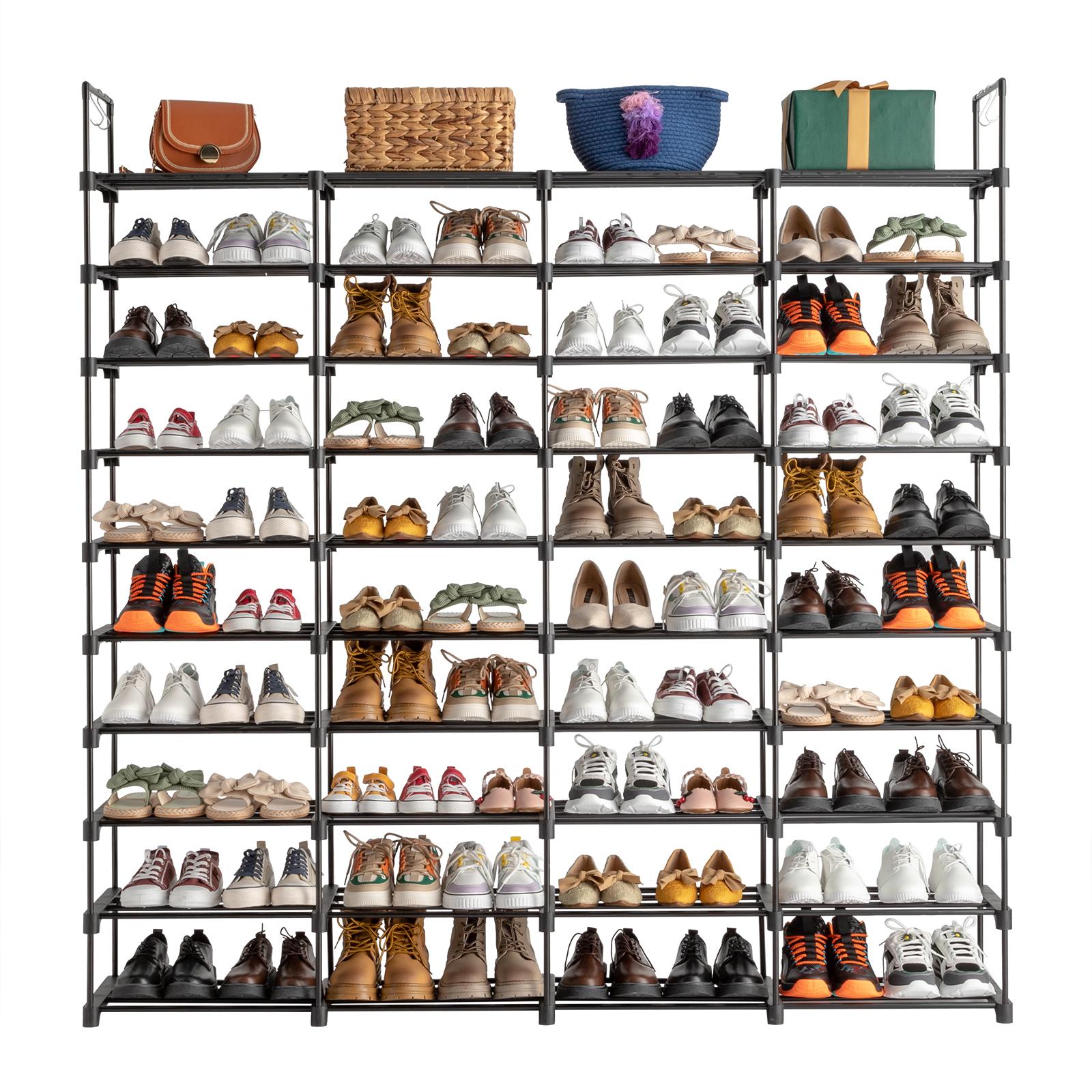 FCH 10-Tier 72 Pairs Shoe Rack, Sturdy Metal Narrow Rack Organizer, for Closets, Free Standing Shelf, 67"D x 11.75"W x 6