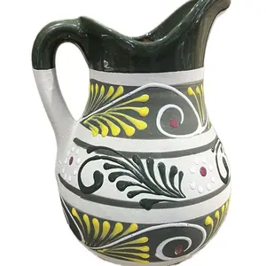 Jarra set Mexican clay dish, Hand painted, Hand made Mexican pottery