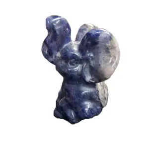 Sodalite Elephant Approximately 2inch Natural Healing Stone Figurine for Home Decor and Meditation