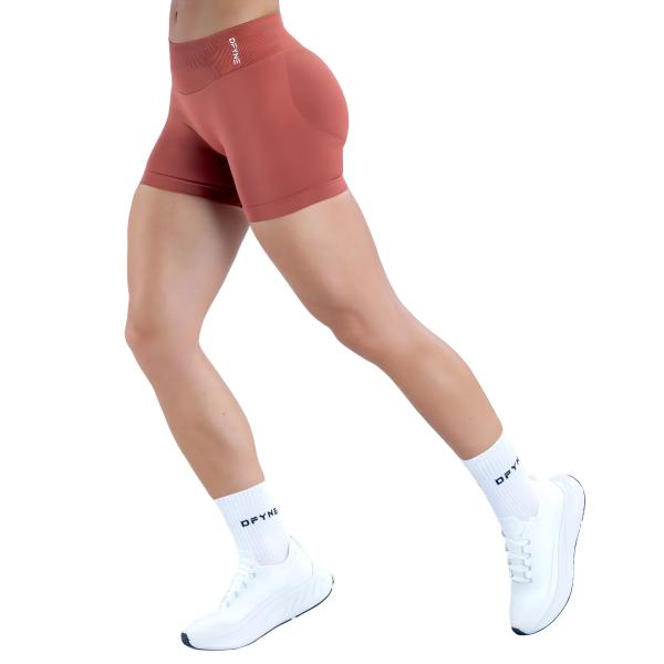 <WITH LOGO> DFYNE Women's athletic shorts - Seamless shaping design with a lift-up feature, suitable for yoga, fitness, cycling, hiking, running, sports, outdoor leisure, and other occasions