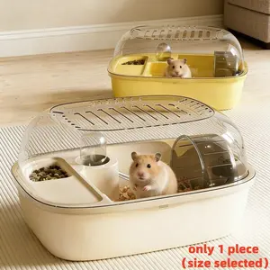 Luxury Large Capacity Hamster Cage Set, Transparent with Handle, Ventilated Habitat, Easy Care Small Pet Cage, Suitable for Hamsters