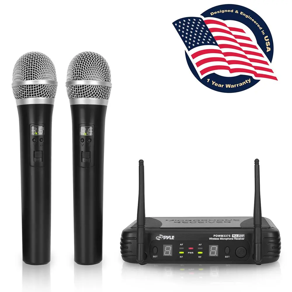 UHF Wireless Microphone System Kit - Adjustable Handheld Cordless Microphone with Audio Receiver, Plug-and-Play Adapter for Weddings, Podcast Setup, Business Use