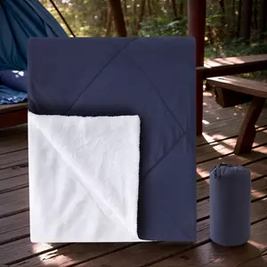 Large Camping Blanket with Ultra Thick Flannel, Warm, Reversible and Windproof for Beaches, Picnics, Camping, with Storage Bag, Camping Gear