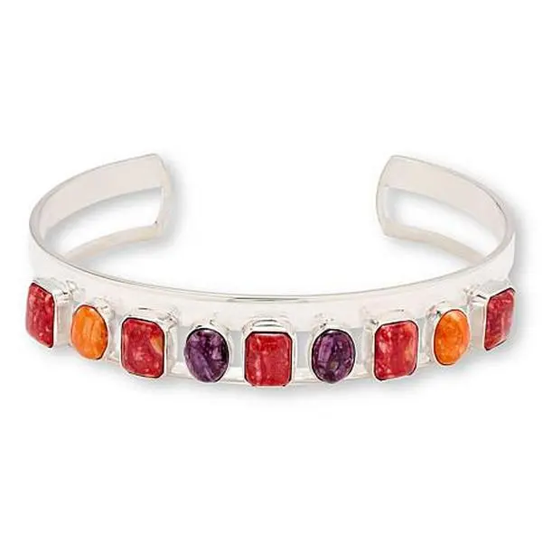 Mine Finds by Jay King Multicolored Spiny Oyster Sterling Silver Cuff Bracelet