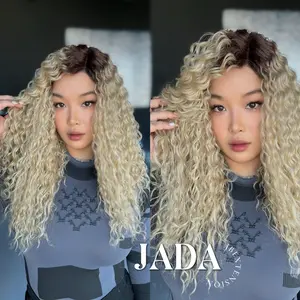 JBEXTENSION 18 Inches Deep Curly Blonde Pre-Cut Side Part Frontlace Glueless BS Wig JADA【BENDY EAR TABS】