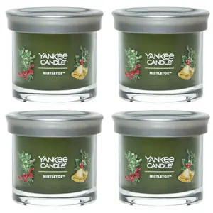 Yankee Candle Small Tumbler Scented Single Wick Jar Candle, Mistletoe, Over 20 Hours of Burn Time, 4.3 Ounce (Pack of 4)
