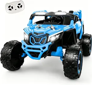 24V 2-Seater Toddler Power Wheels with Remote Control, 4-Wheel Suspension UTV Ride-On Toy for Kids Ages 3-6, 2X200W Motors, 5MPH Max, Slow Start, Bluetooth, Music, LED Lights, Blue, Toddler Car