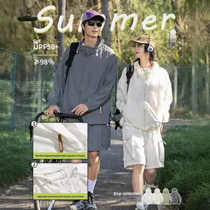2025 summer new mountain hooded sunscreen clothes men's thin UPF50 + couple ice silk jacket sunscreen