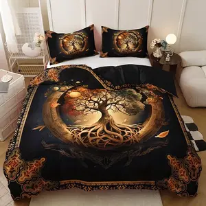 The Tree of Life Mysterious Universe Bedding Set includes 1 duvet cover and 2 pillowcases (unfilled) with high-definition printing, comfortable bedding, and easy maintenance