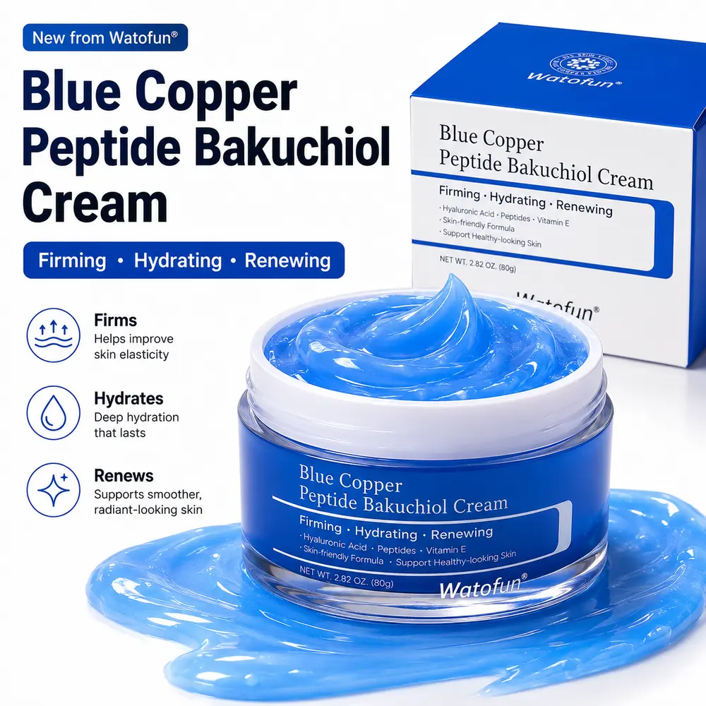 [NEW] Watofun Blue Copper Peptide Bakuchiol Cream | Plumping Firming Face Cream | Peptides + Hyaluronic Acid Hydrating Moisturizer for Smooth, Glow-Ready Skin | 80g