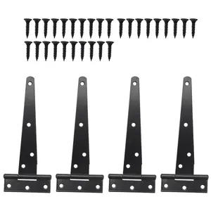 4 PCS 6 Inch Heavy Duty Door Hinges T-Strap Tee Shed Hinge Gate Hinges for Wooden Gates Hinges (Black)
