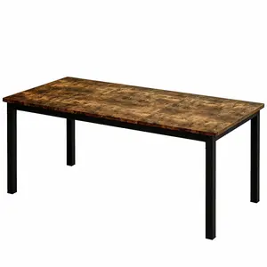 Garvee Industrial Dining Table, 71 to 79 Inch Large Rectangle Kitchen Table with Metal Legs and Round Corners, Wooden Conference Desk Suitable for Dining Room, Living Room, Home Office, and Restaurant Use