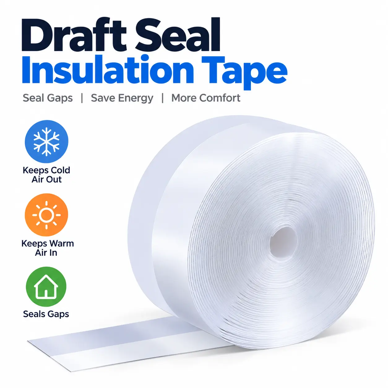 Self-Adhesive Silicone Weather Stripping Tape for Doors & Windows, Flexible Draft Seal Strip for Door Gaps, Helps Block Cold Air, Dust & Drafts, Home Insulation Seal