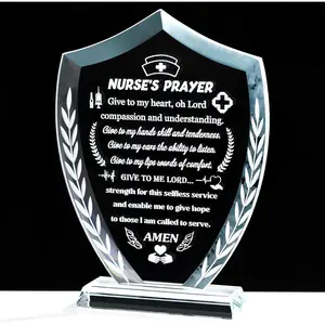 Arikyrist Nurses Week Crystal Nurse Prayer Keepsake - Inspirational Appreciation Gifts for Nurses on Graduation Birthday Christmas Office & Home Decor Plaque