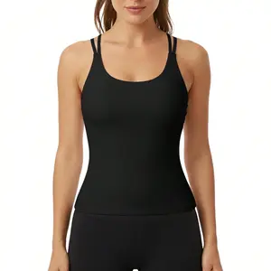 Longline Sports Bra Tank wtih Two Spaghetti Straps for Women