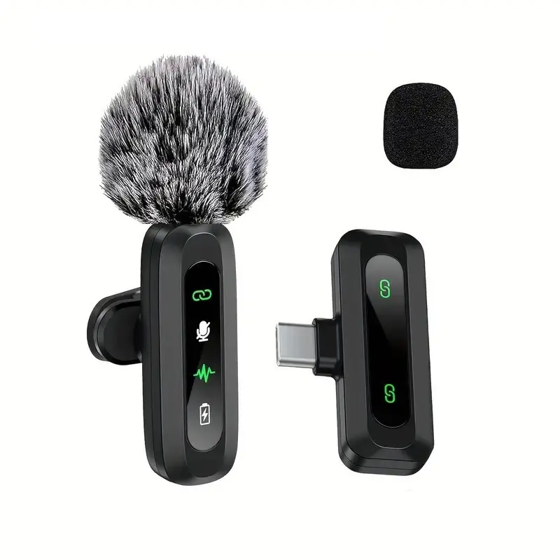Wireless Microphone, USB Rechargeable Wireless Microphone, Lapel Mic, Typec Lapel Mics, Lavalier Mic for Video Recording, Teaching, Interviews, Podcast, Audio