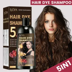 SJOPA 5-in-1 Black Hair Dye Shampoo - Herbal ingredients can cover gray hair, contains ginseng extract, natural hair dye, 3.4 fl oz (Black)