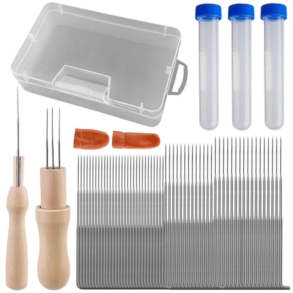 74 Pcs Needles Wool Felting Needles Tools Needle Felting Supplies Felting Tools Needle Felting Tool with 3 Sizes Felting Needles for Beginner Professional