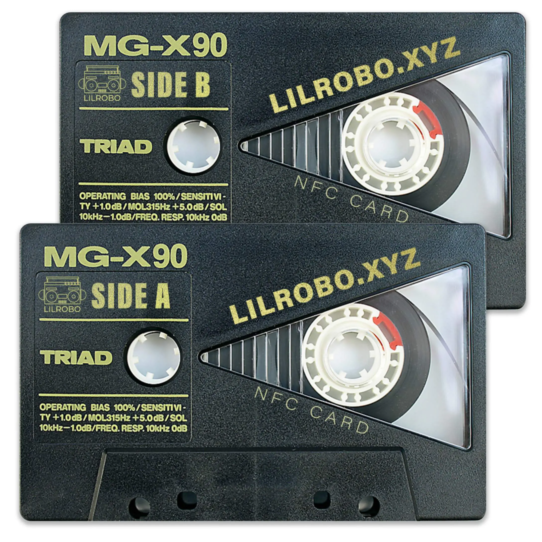 Gold Text Black Tape Cassette Triangle Cutout NFC Card