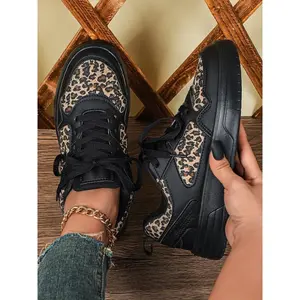 Women's Leopard Print Casual Low-Top Sneakers, Comfortable Breathable Skate Shoes for All Seasons, Perfect Gift for Couples