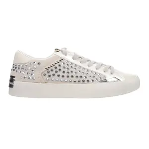 Shu Shop Womens Ruby Rhinestone Lace Up Sneakers Shoes Casual - Beige