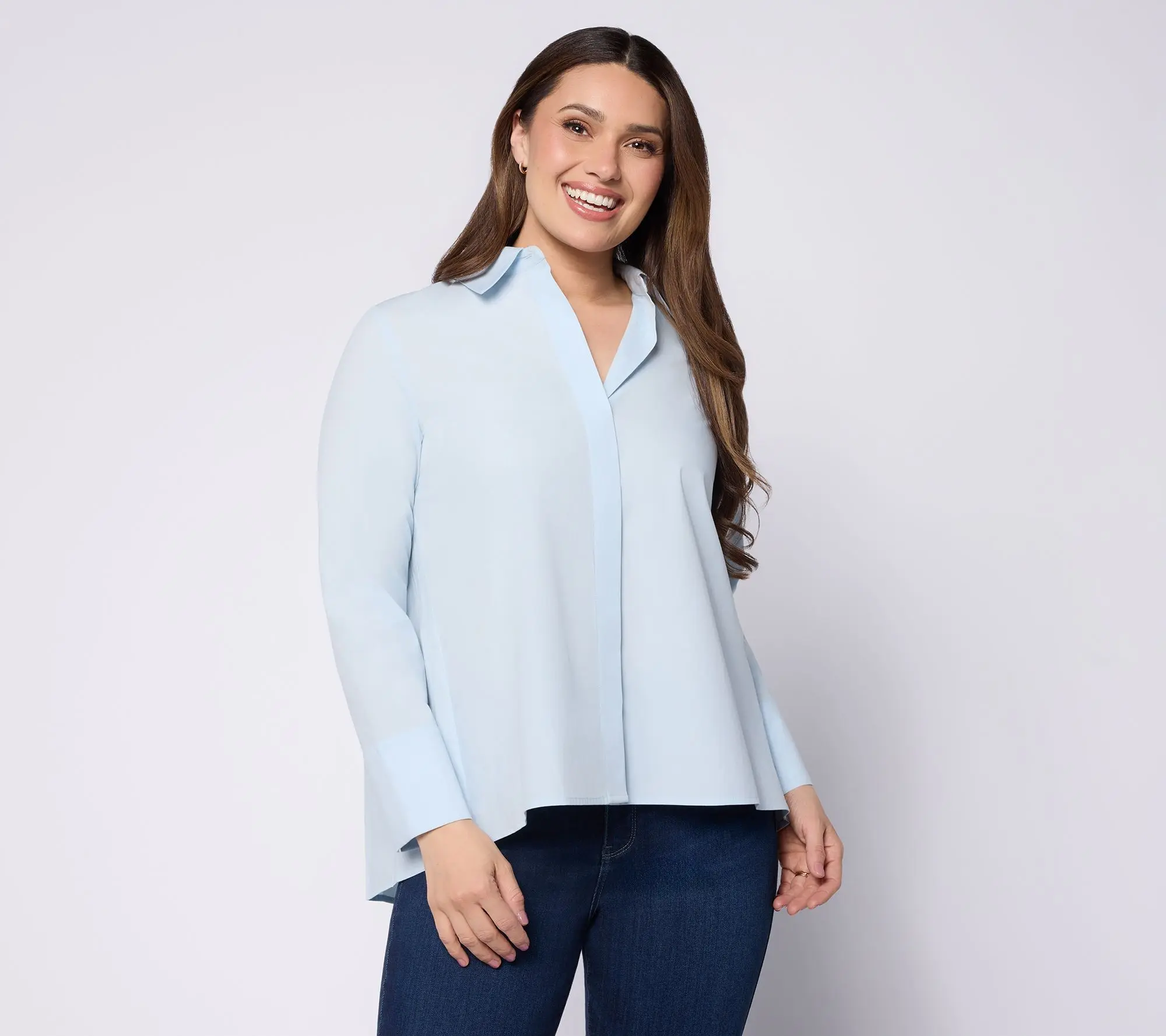 Attitudes by Renee Pleated Back Poplin Top