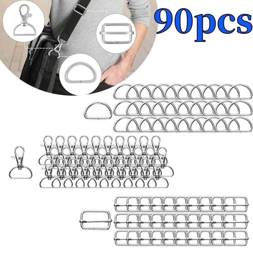 90 Pcs 25mm Rotating Metal Mountain D-Ring Buckles - Sewing Accessories for Wallets, Bags, Christmas Gift