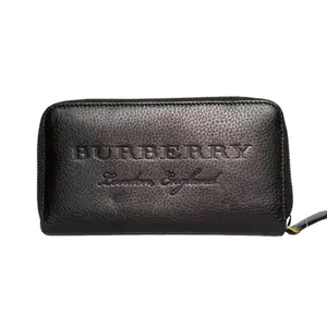 Pre-owned BURBERRY Grained leather Small Leather Goods Zip Around Wallet Small Leather Goods, Black, Well Maintained, S014260324011