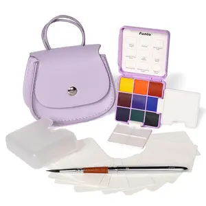 Funto Pocket Watercolor Kit, Outdoor Paint Kit, with Crossbody Bag, Art Craft, Paint Supplies, Stocking Stuffers for Teen Girls, Portable Gift for Art