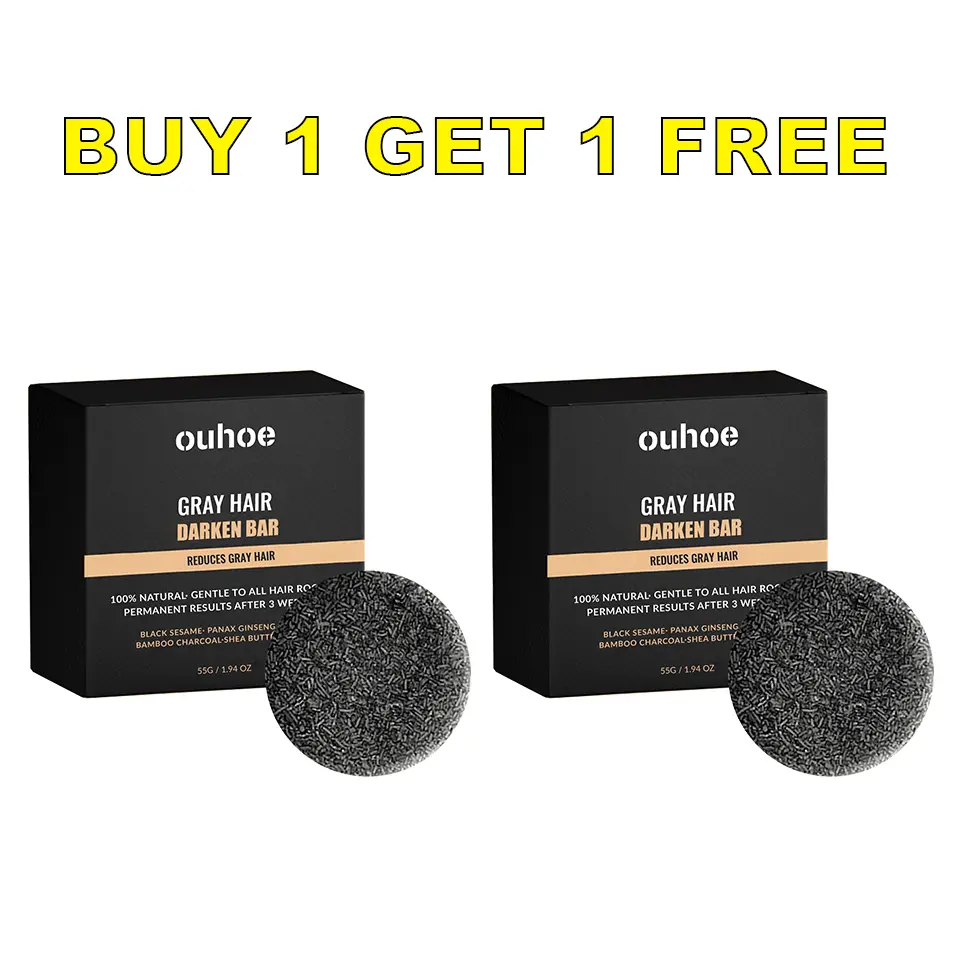 Buy 1 Get 1 Free All-Natural Soap Hair Dye, Haircare Cleansing Shampoo Bar, Grey Hair Coverage & Root Touch Up, Restores Black Shine, Gentle Moisturizing Formula, Long Lasting Colour, Easy At-Home Use for Men & Women Charcoal Conditioner Daily Plant