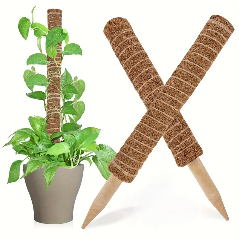 Cruel Summer Moss Pole, 2 Counts Moss Rod For Climbing Plants, Coconut Shell Totem Pole Plant Support Bracket For Monstera Potted Plants, Garden Decoration Accessories, Garden Supplies, Plant Care & Support