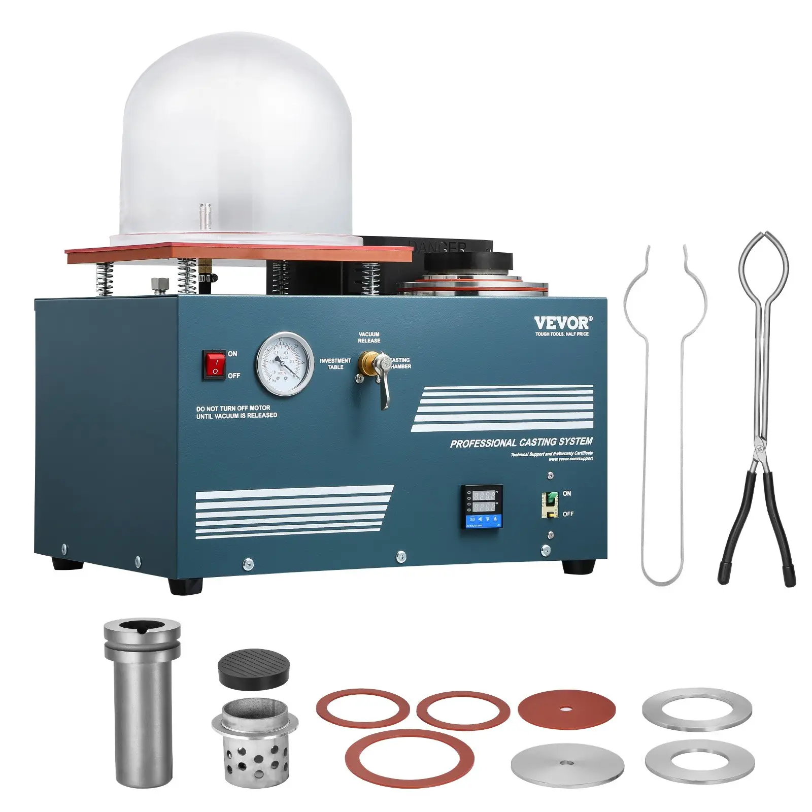 VEVOR Vacuum Investing Casting Machine with Melting Furnace, Copper, All-in-One Machine for Casting Jewelry and Melting Scrap, Silver, Gold