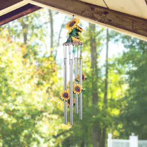 23" Long Sunflowers Round Top Wind Chime