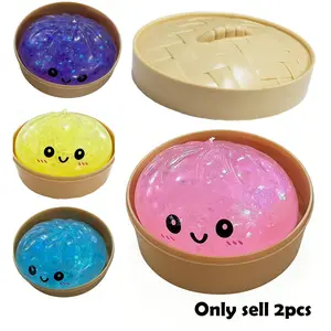 Dumpling Squishies, Glitter Dumpling Mystery Box, Colorful Dumplings Stress Balls Fidget Sensory Toy, Stocking Stuffers with Food Steamer Stretchy Desk Toys