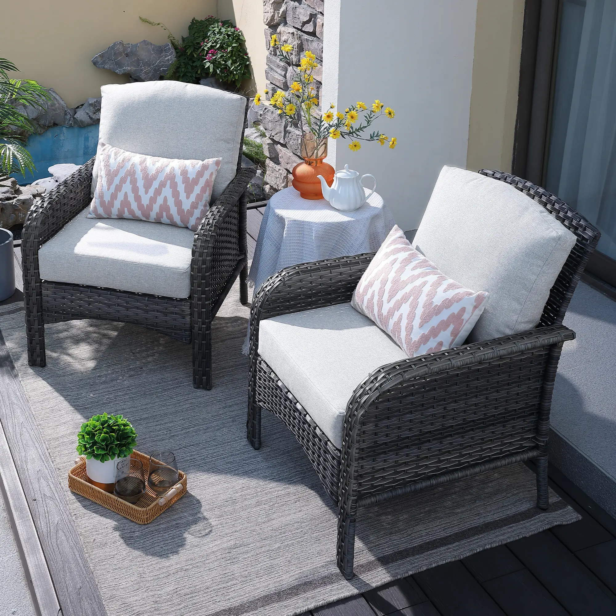 Grey 2 Pieces Chair Set