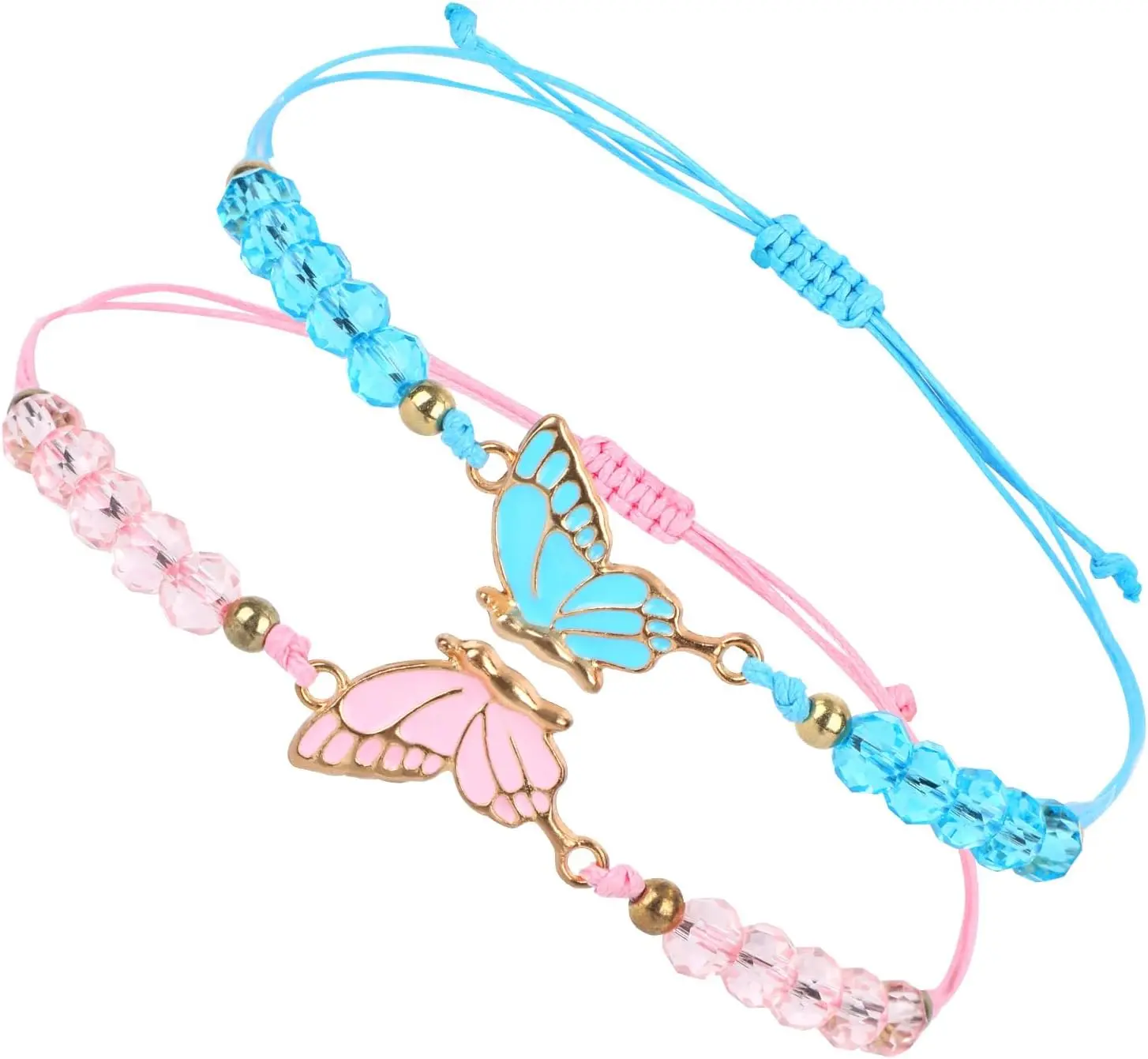 2 count Matching Bracelets, Butterfly Friendship Bracelets Adjustable Strand Couples Bracelet Charm  for Women Men Couples  Gifts