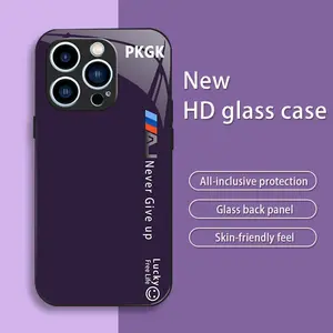 Suitable for [iPhone 14 Pro Max] "Never Give Up" Liquid Glass Phone Case — Ultra-Thin, Drop-Resistant, Scratch-Proof, Light Luxury Business Style — Acrylic Material — Trendy & Fashionable 996
