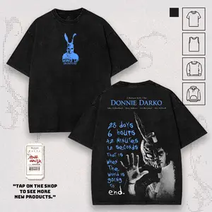 Donnie Darko Frank the Rabbit Graphic T-shirt Oversized Streetwear Menswear Cotton  Tee Crewneck Cult Classic Film Vintage Wash Aesthetic Hoodie Sweatshirt Tank Top Unisex Goth Grunge Apparel 28 Days Timer Print