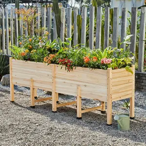VanAcc Wooden Raised Garden Bed with Legs - 15 Inch Deep Elevated Planter Box for Deep-Rooted Plants, Ideal for Balcony, Patio, Easy Assembly