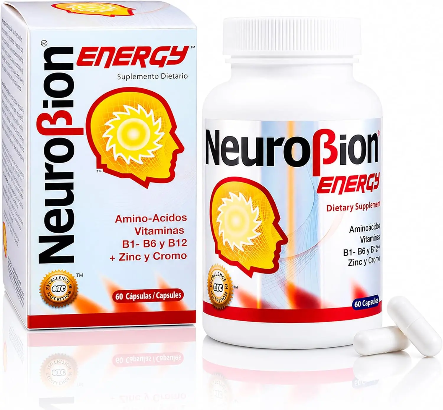 Neurobion Energy, 60 Caps - Dietary Supplement with B Complex Vitamins B1 B2 B6 B12 with Amino Acids, Vitamin C & E, Zinc
