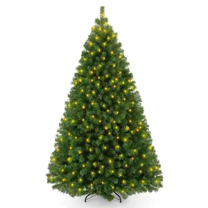 6ft Pre-Lit Artificial Holiday Christmas Tree with Warm White Lights, Premium Hinged Spruce Xmas Tree with 1000 Branch Tips and Foldable Metal Stand for Home, Office, Party