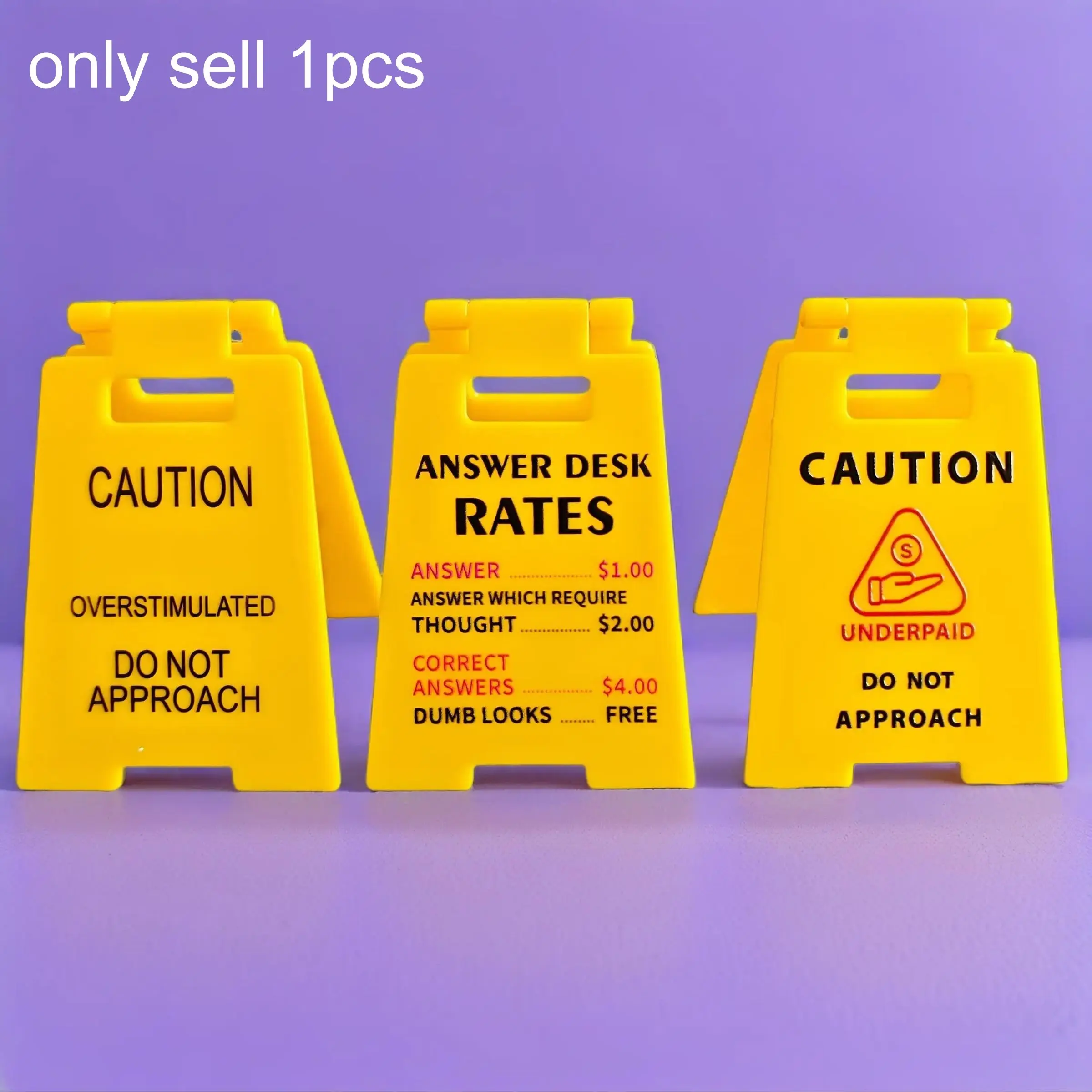 Caution Overstimulated Desk Sign, Yellow Sign with Black Text, Decorative Sign, Gift for Coworkers & Employees, 3D Printed Overstimulated Don't Approach, Prank Gift for Colleagues Boss, Office Home Decor Signage, Desktop Decor, Desk Signage Decoration