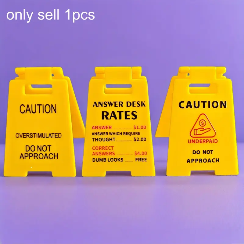 Caution Overstimulated Desk Sign, Yellow Sign with Black Text, Decorative Sign, Gift for Coworkers & Employees, 3D Printed Overstimulated Don't Approach, Prank Gift for Colleagues Boss, Office Home Decor Signage, Desktop Decor, Desk Signage Decoration