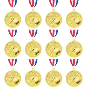 12 Packs Soccer Medals, 2 Inches Metal Gold Award Medals for Sports Soccer Games and Prizes Awards Party Favors