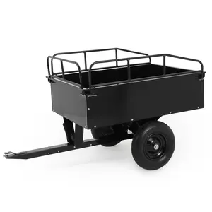 750 LB Heavy Duty Steel Dump Cart Trailer - 15 Cu Ft Capacity Tow Behind Utility Trailer for ATV,Lawn Tractor,Riding Mower - Removable Tailgate,Black hand  cart