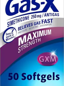 Gas-X Maximum Strength Gas Relief Softgels with Simethicone 250 mg for Bloating Relief - 50 Count