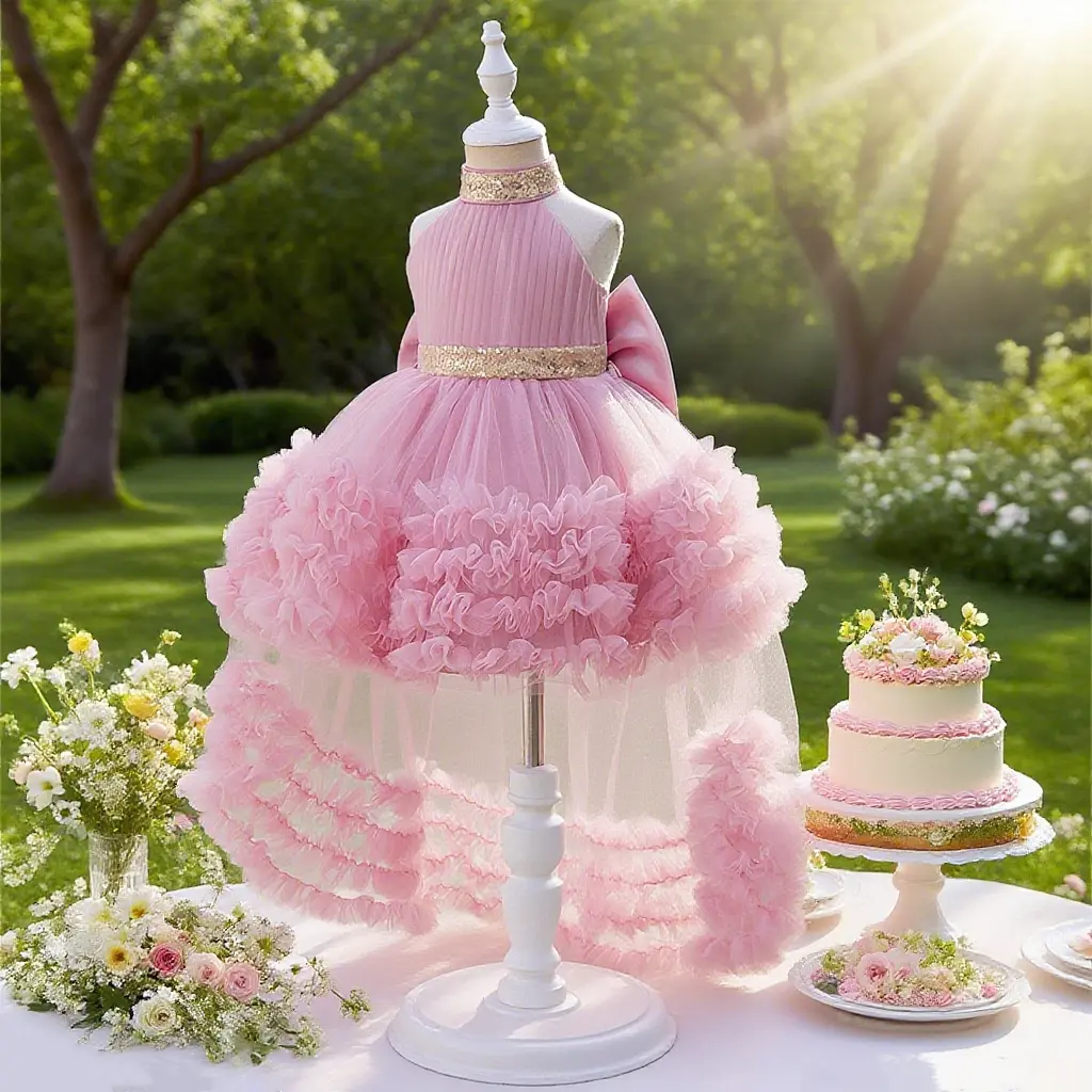 Little girl princess dress mesh chiffon party dress birthday party dress wedding flower girl dress four seasons