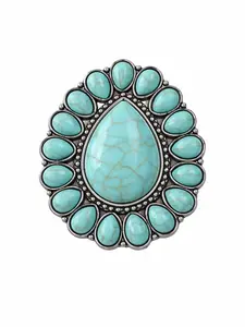 The Dakota Drop Phone Grip Faux Turquoise Stone Silver Tone Western Inspired Accessory for Cowgirls Secure Expandable Grip Doubles as Stand Smartphone Cellphone Accessory