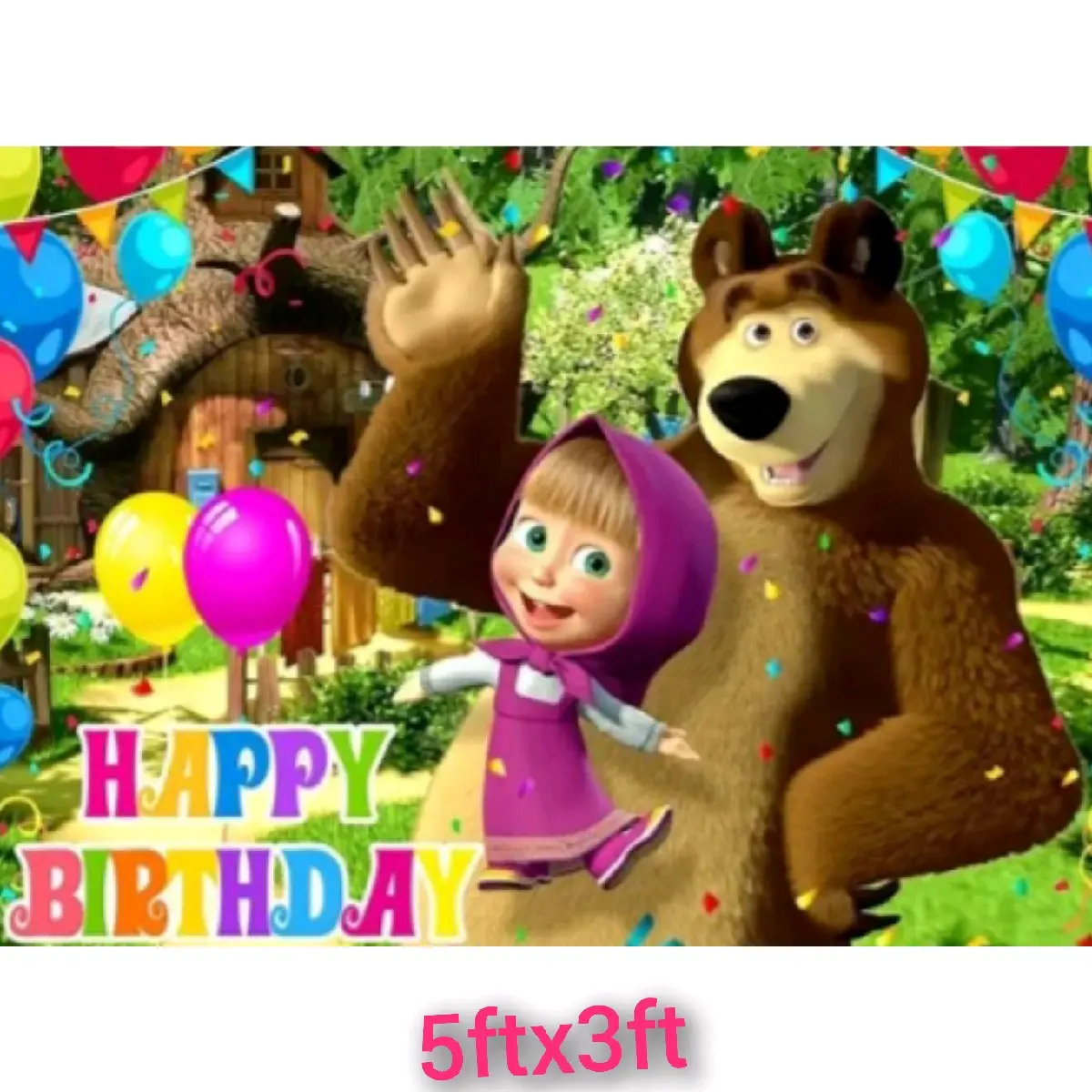 5X3FT MASHAAND THE BEAR BANNER BACKDROP 5X3FT MASHAAND THE BEAR BANNER BACKDROP